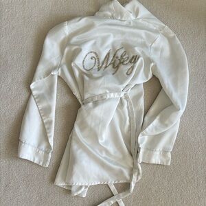 White Satin Robe with 'Wifey' Embroidery